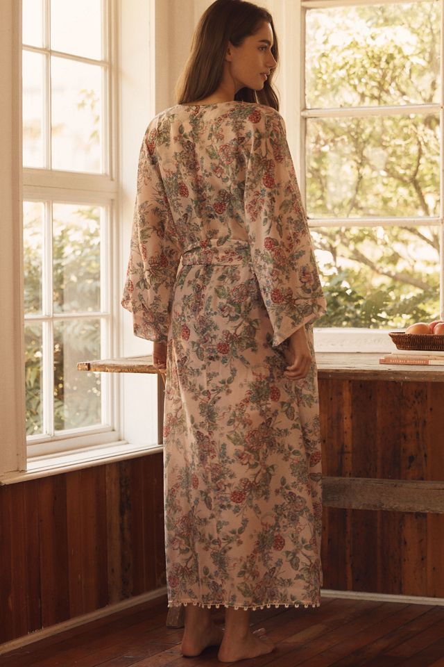 Papinelle Layla Silk Blend Lace Maxi Robe | Anthropologie
