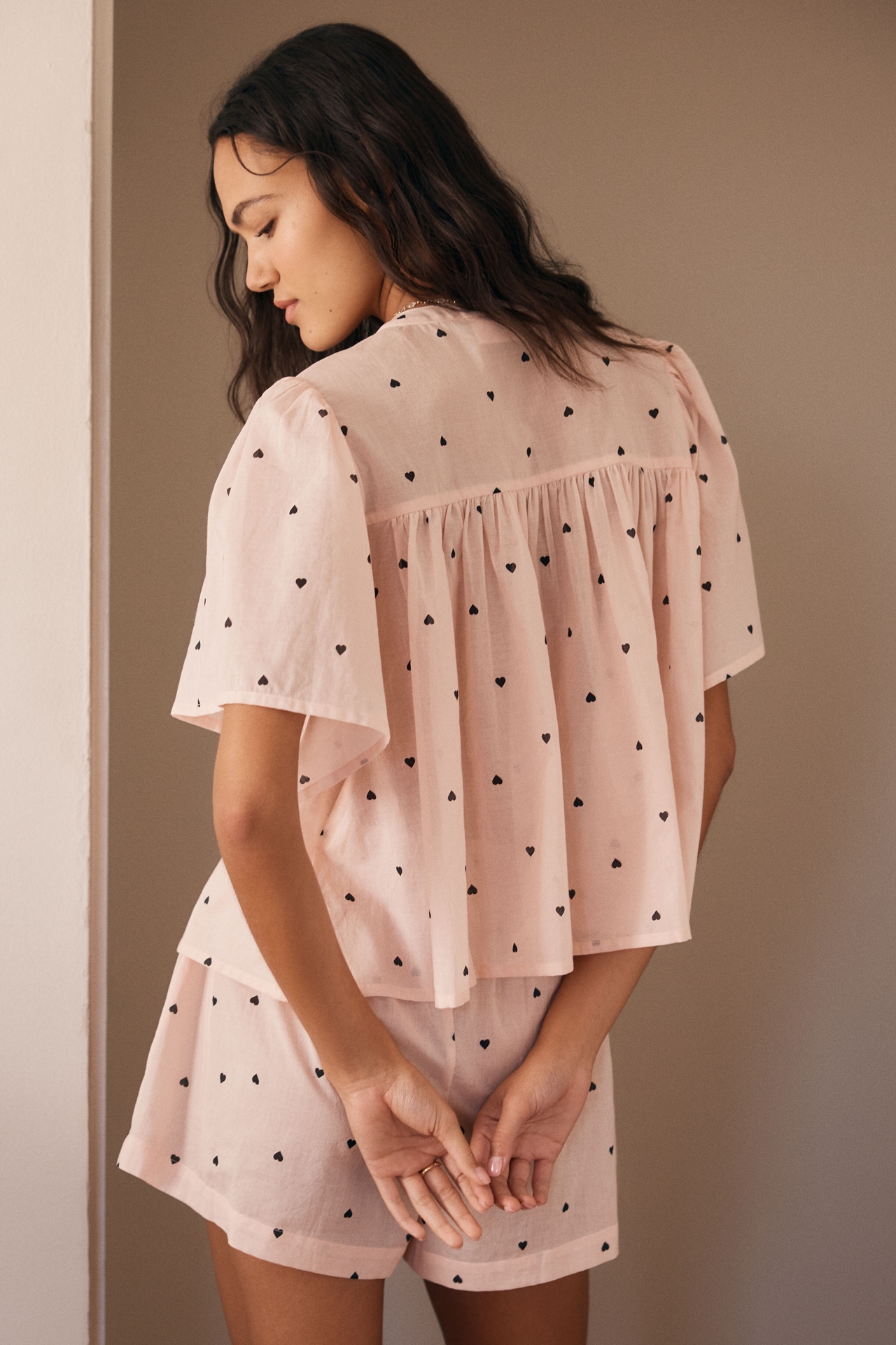 Papinelle Hearts Gathered Boxer Pajama Set