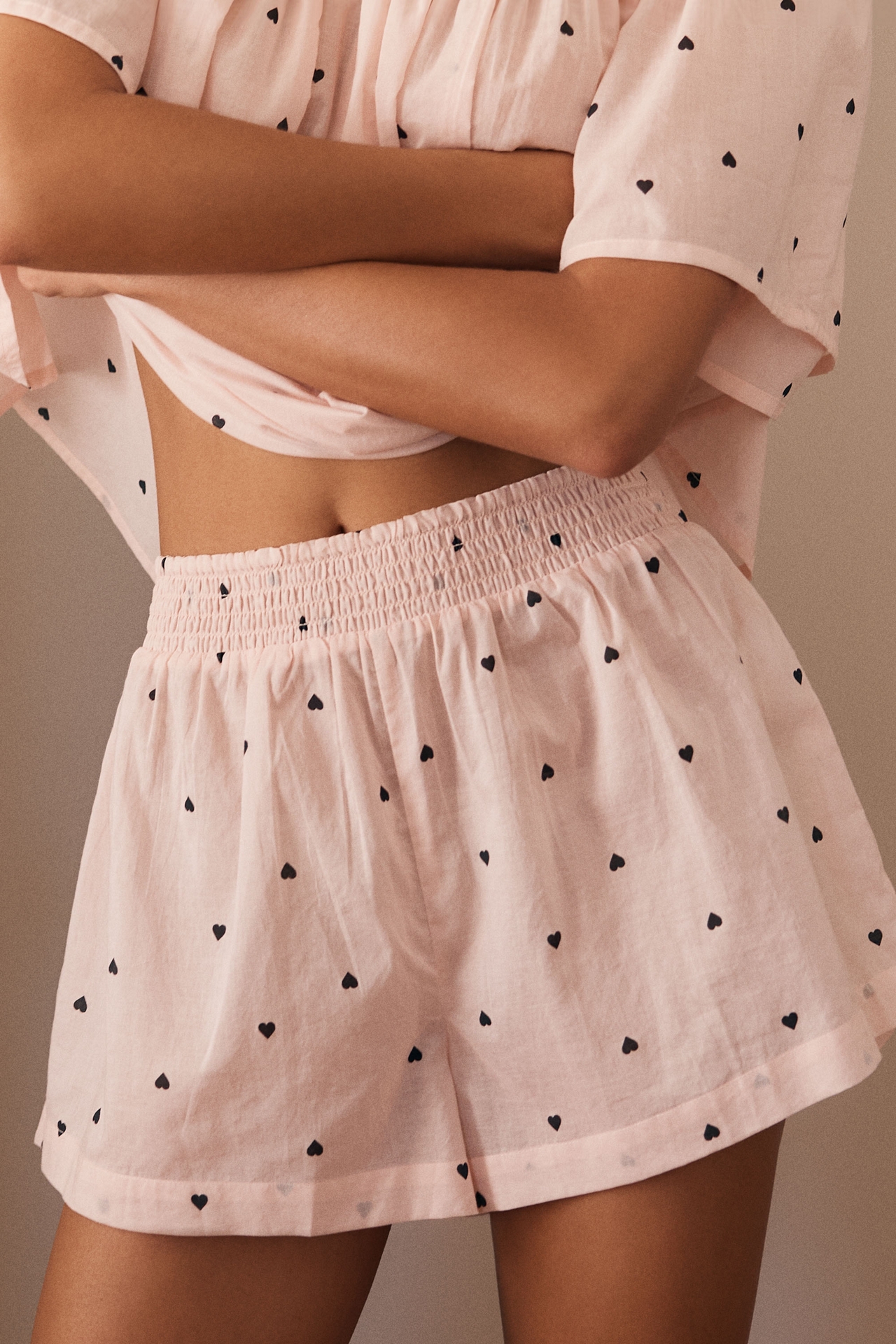 Papinelle Hearts Gathered Boxer Pajama Set