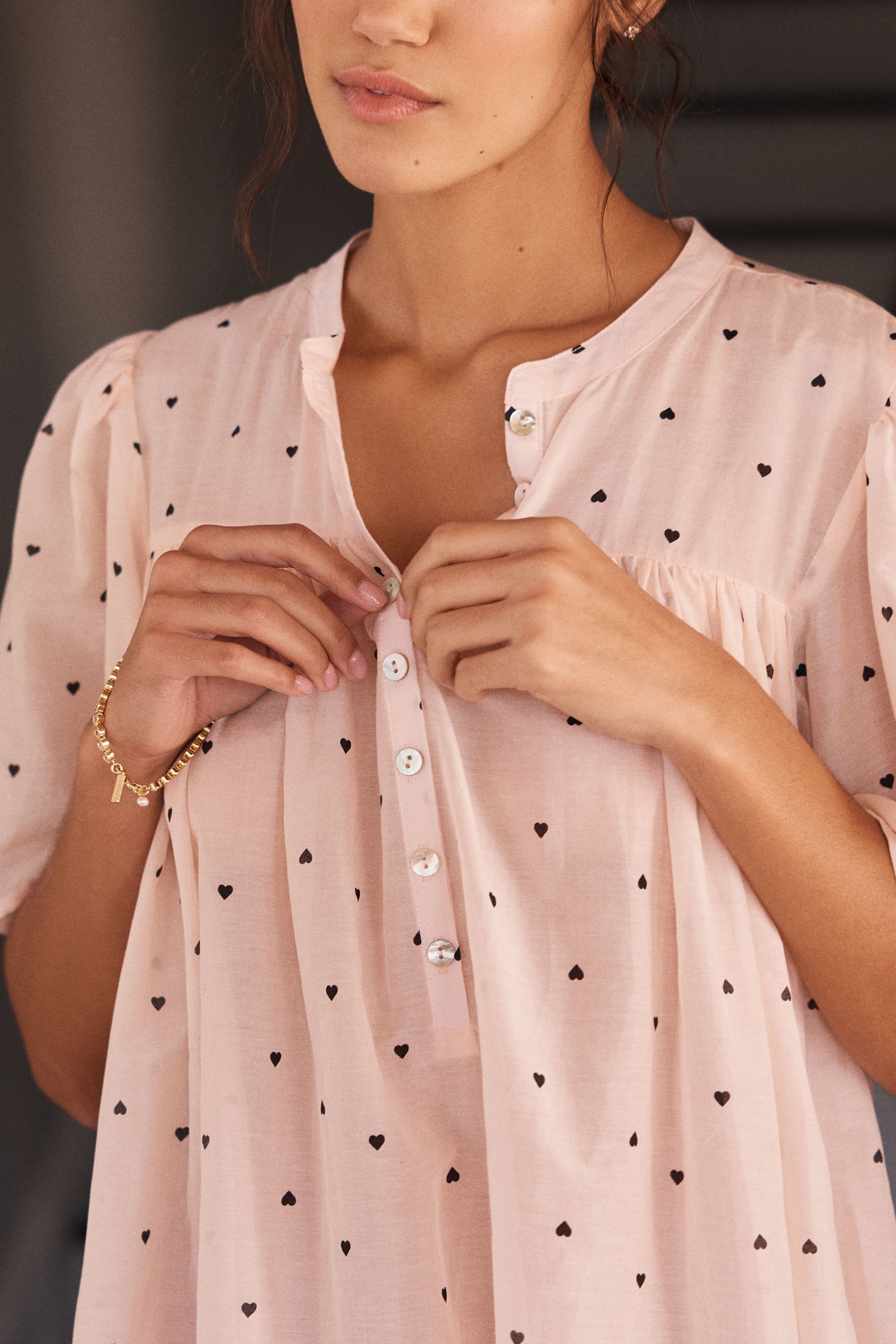 Papinelle Hearts Cotton Gathered Nightie