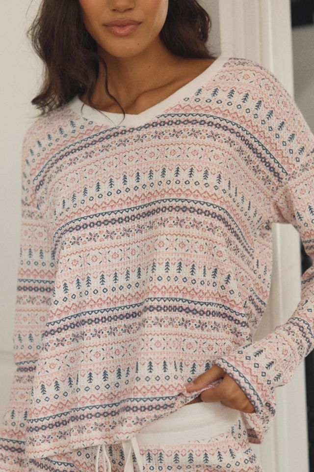 Papinelle Fairisle Waffle-Knit Pajama Set  #1