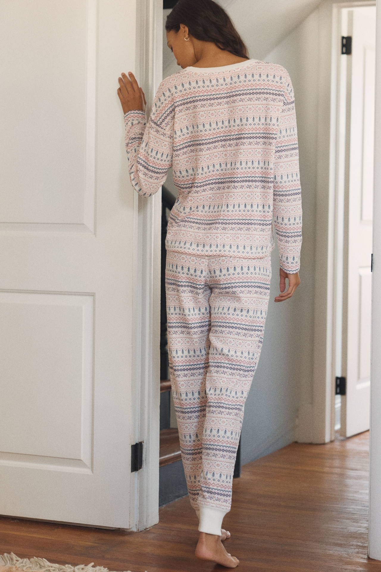 Papinelle Fairisle Waffle-Knit Pajama Set