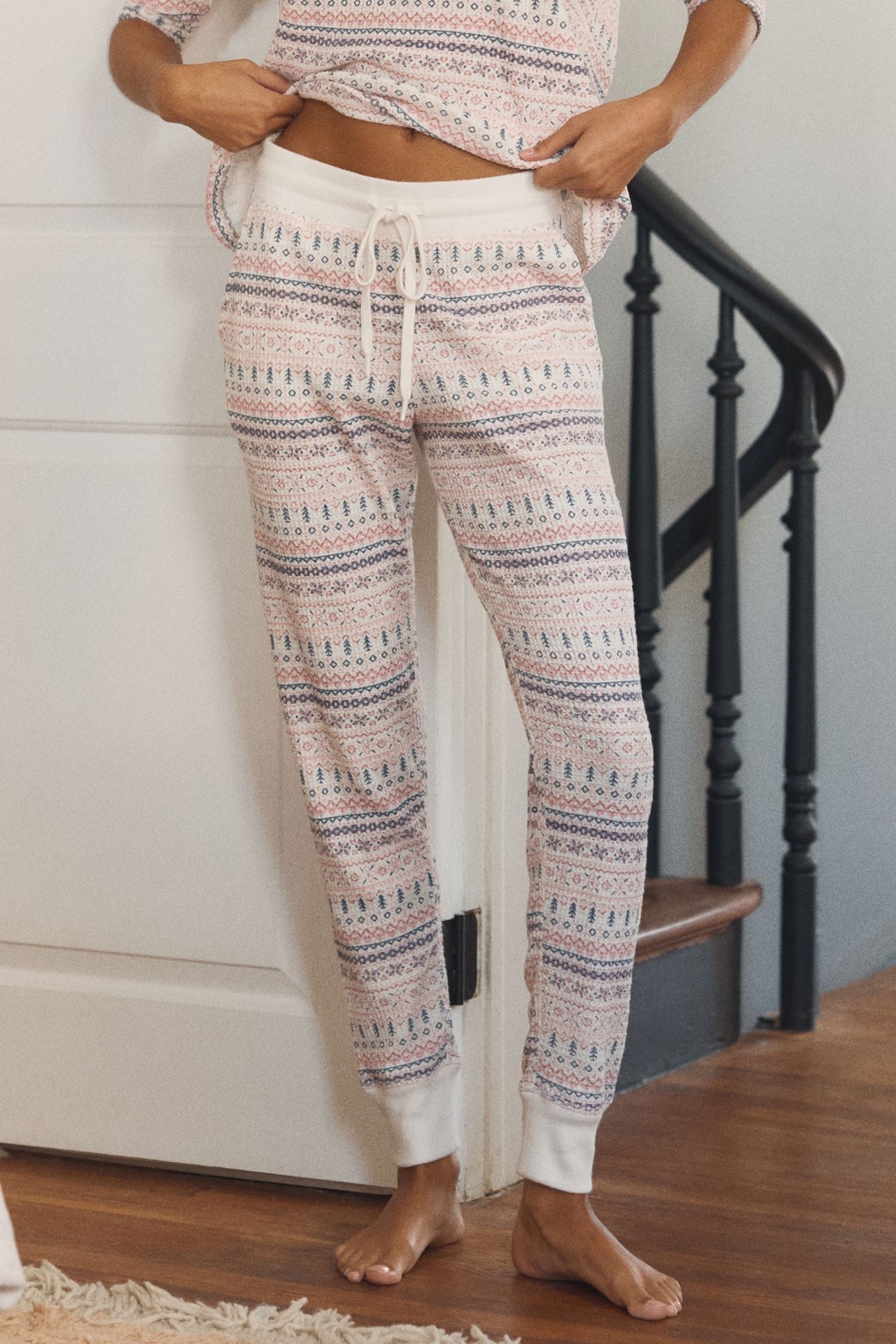 Papinelle Fairisle Waffle-Knit Pajama Set