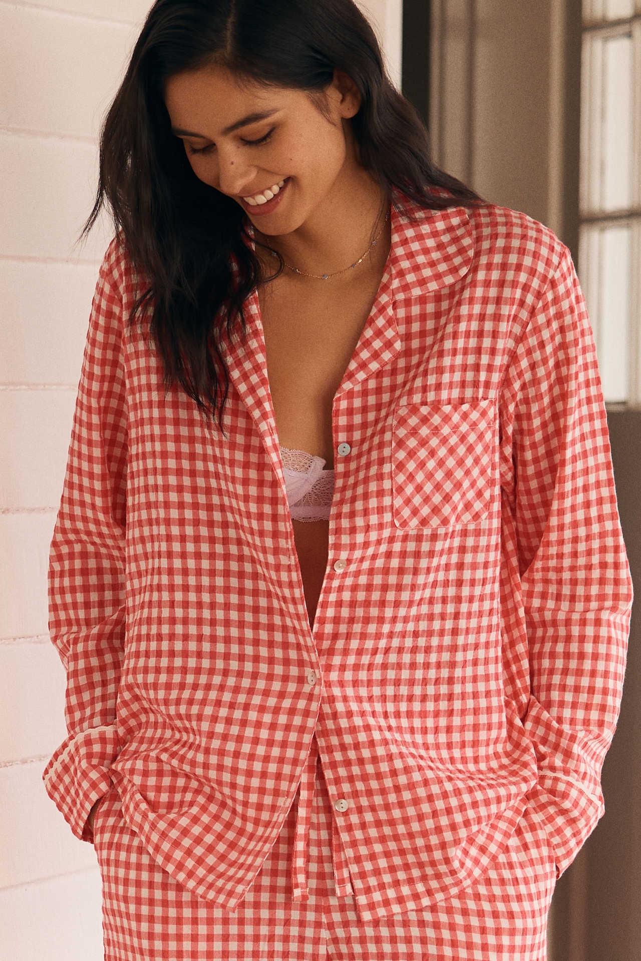 Papinelle Seersucker Gingham Pajama Set