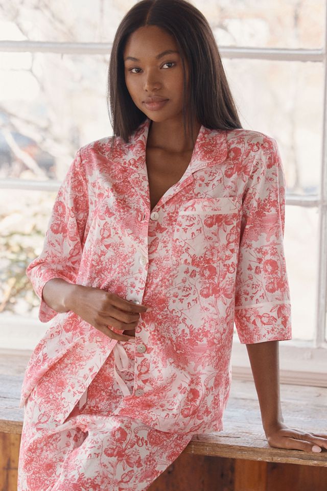 Papinelle Toile De Jouy 100% Cotton Crop Pajama Set #1