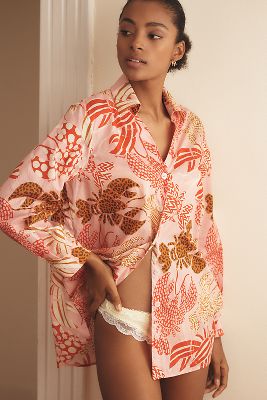 Farm Rio X Anthropologie Long-sleeve Printed Buttondown Shirt