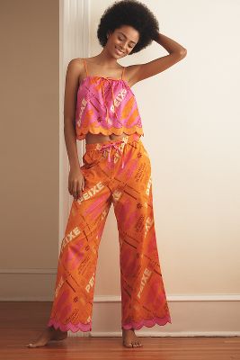 Farm Rio X Anthropologie Printed Scallop-hem Wide-leg Pants