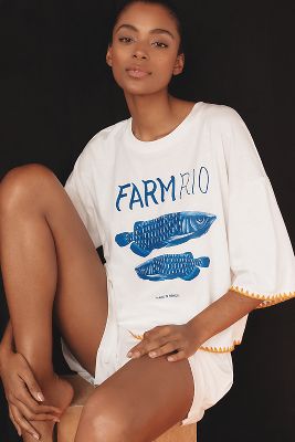 Farm Rio X Anthropologie Oversized Cropped Graphic Tee