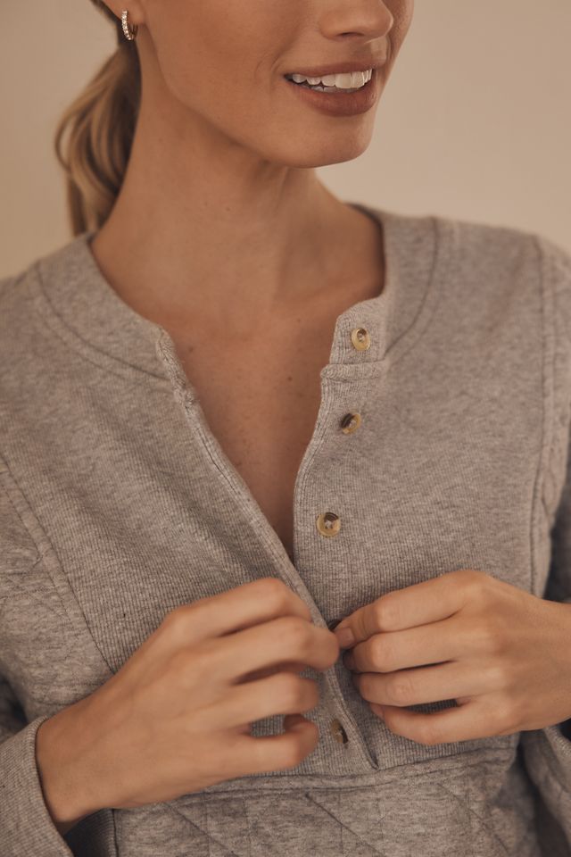 By Anthropologie Quilted Button-Front Top #3