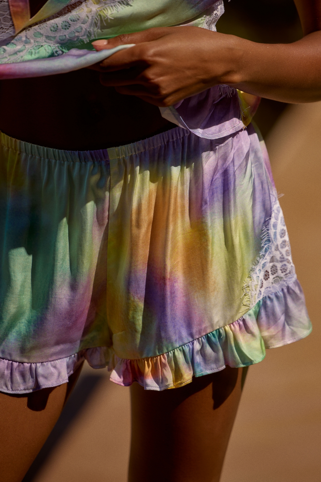 LyreBird Silky Ruffle Shorts
