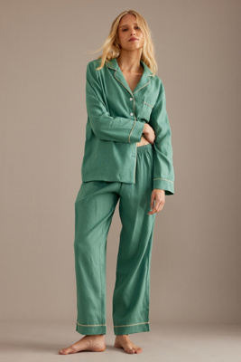 Piglet In Bed Linen Trouser Pyjama Set Anthropologie UK