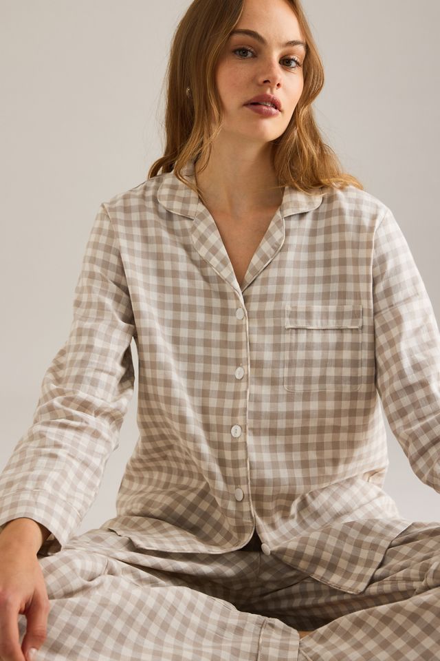Piglet In Bed Linen-Cotton Gingham Long Pyjama Set #2