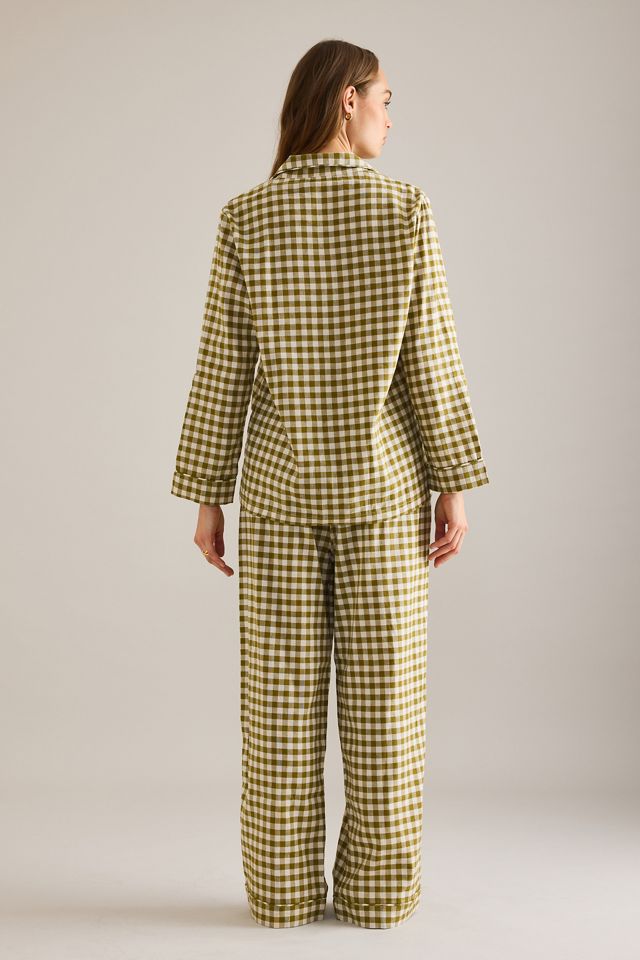 Piglet In Bed Linen-Cotton Gingham Long Pyjama Set #1