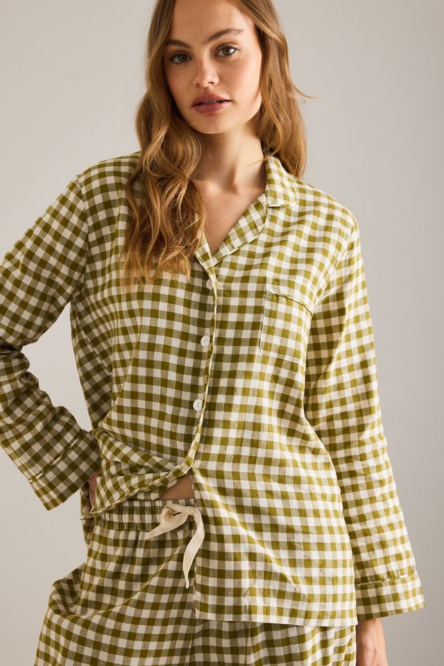 Piglet In Bed Linen-Cotton Gingham Long Pyjama Set #2