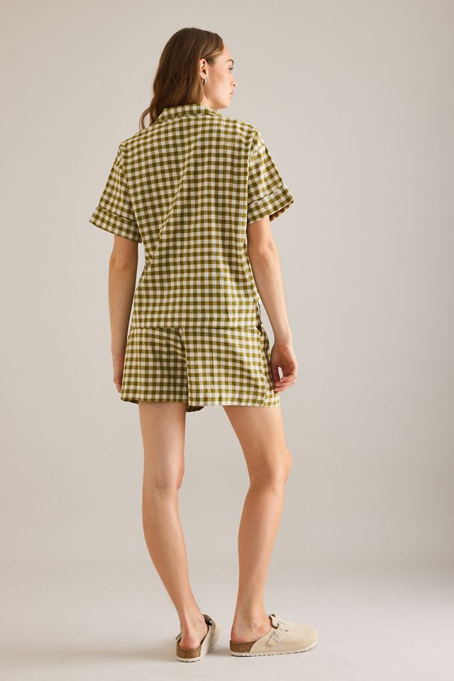Piglet In Bed Linen-Cotton Gingham Short Pyjama Set #1