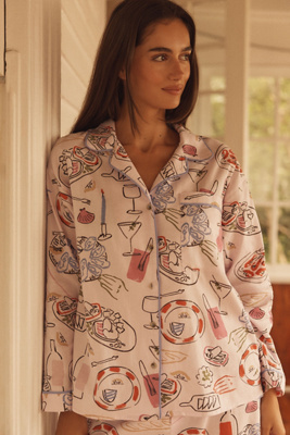 By Anthropologie Cloud Flannel Pajama Top In Neutral