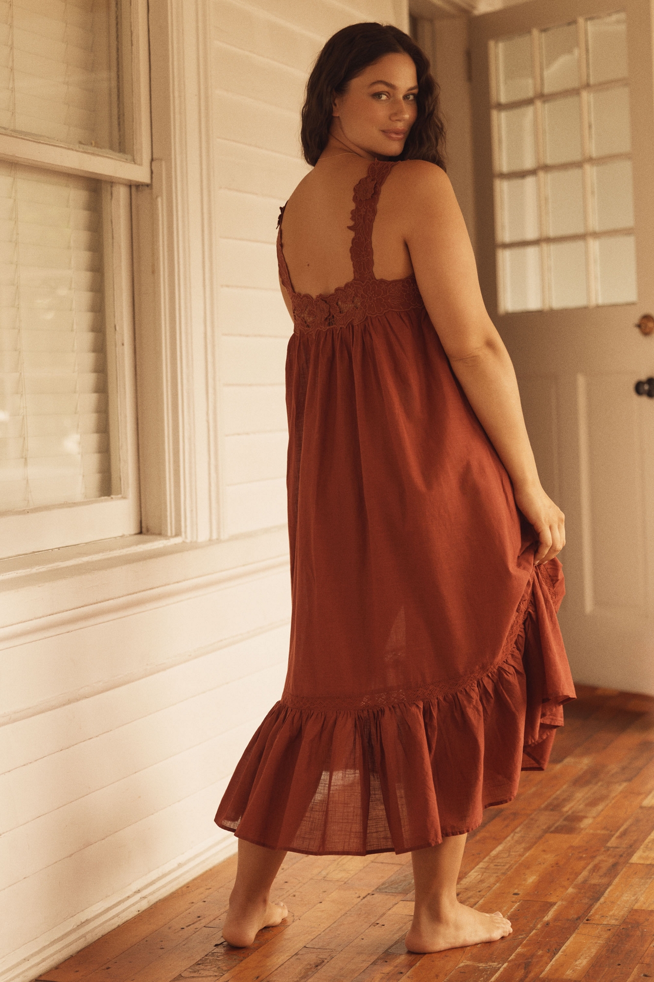 By Anthropologie Sleeveless Embroidered Midi Nap Dress