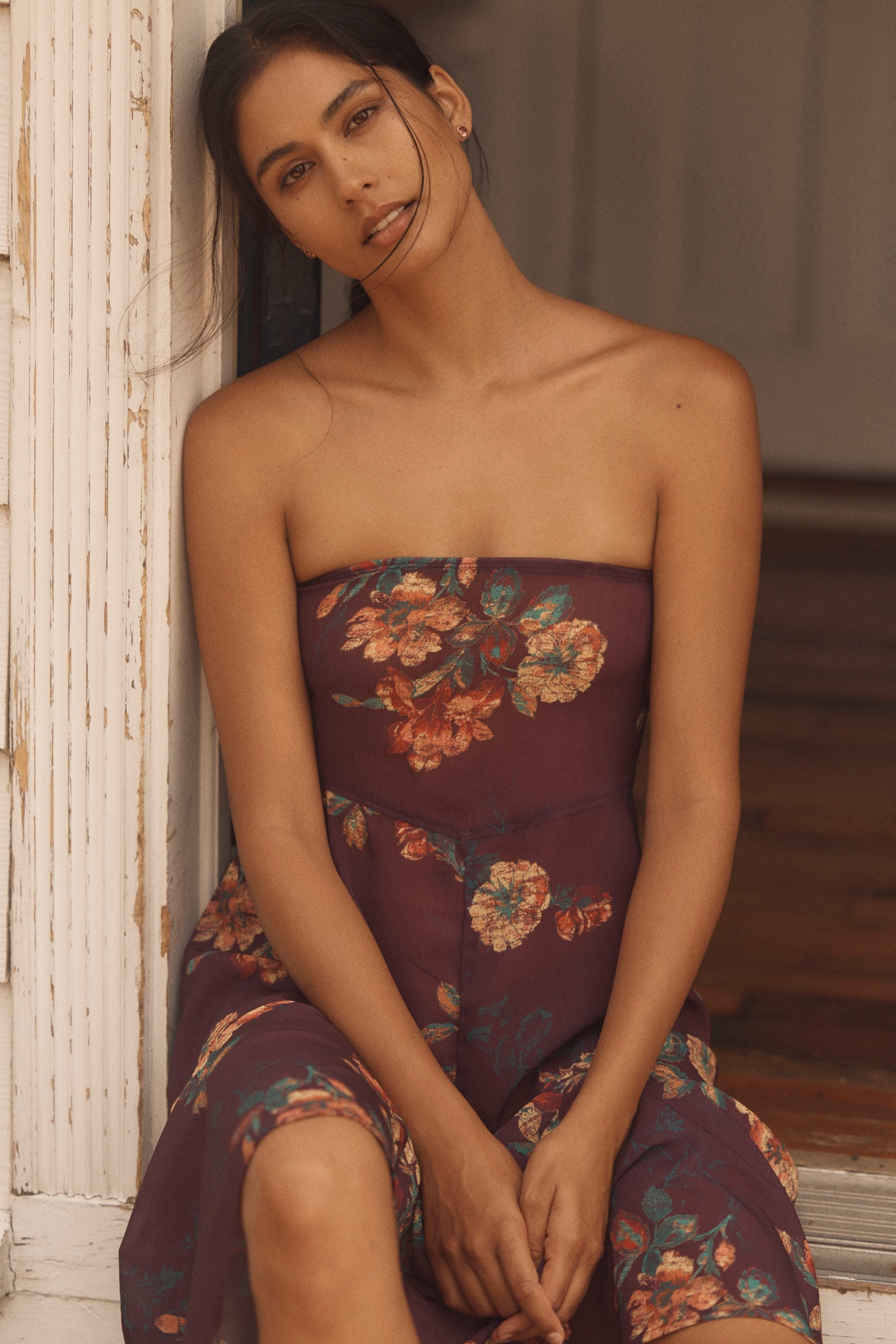LyreBird Strapless Sheer Chiffon Maxi Dress