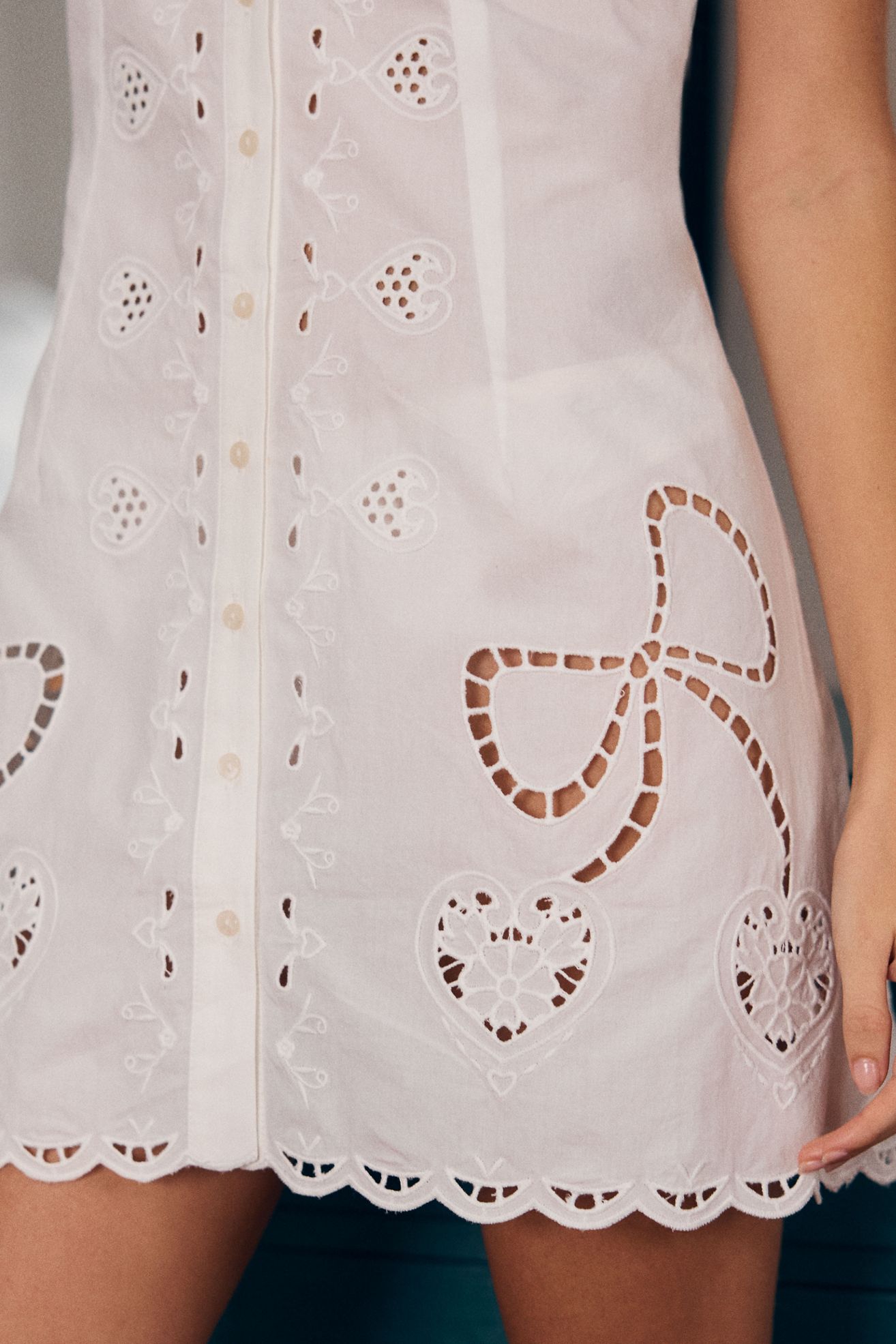 LyreBird Embroidered Eyelet Mini Shift Dress