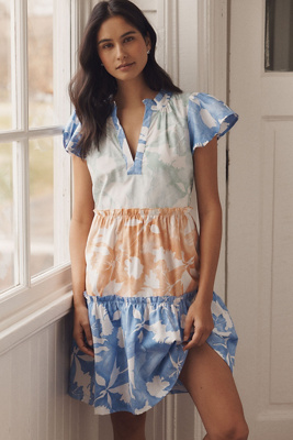 LyreBird x Sarah Goodwin Cotton Flannel Tiered Dress | Anthropologie