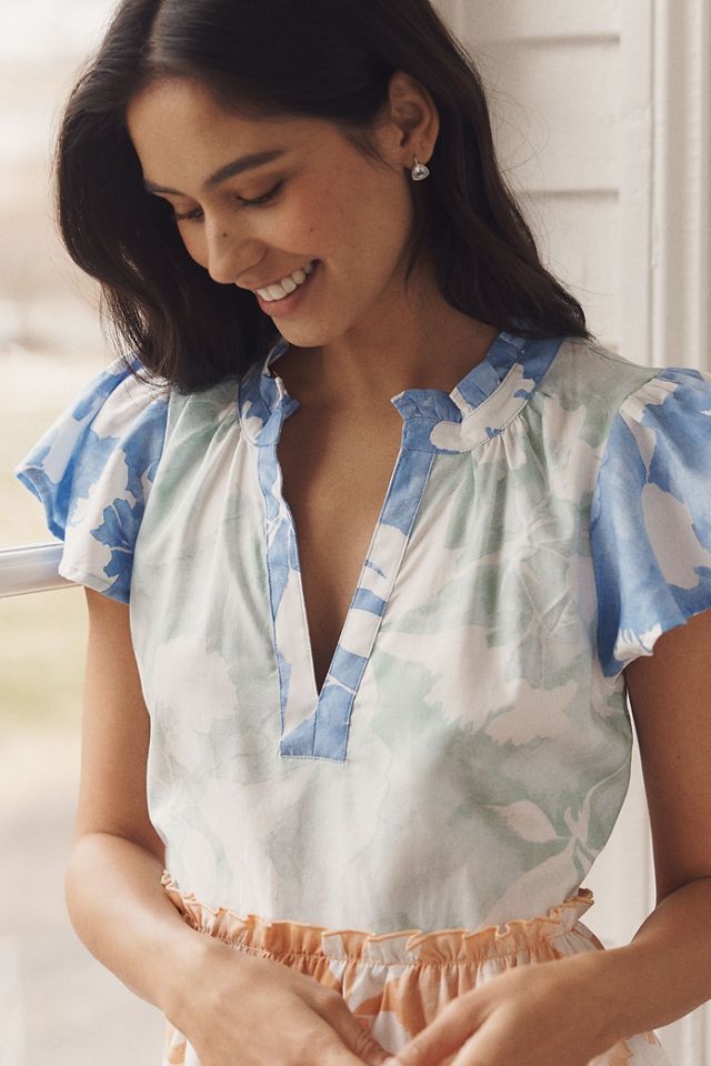 LyreBird x Sarah Goodwin Cotton Flannel Tiered Dress | Anthropologie