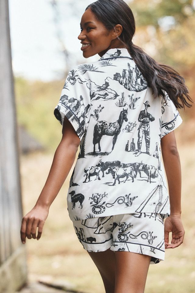 Katie Kime City Toile Pajama Shorts Set #2
