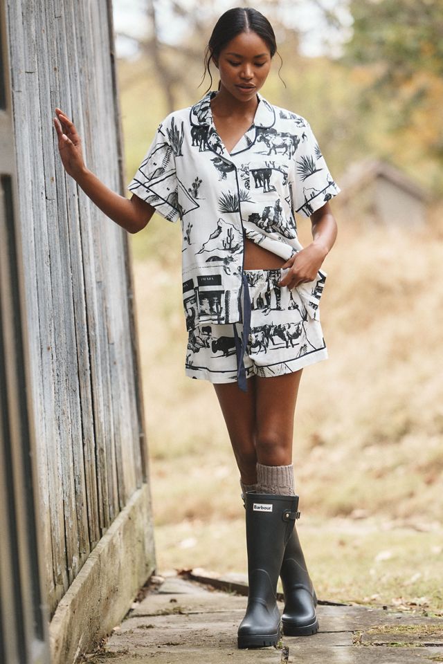 Katie Kime City Toile Pajama Shorts Set #3