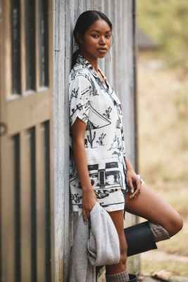 Katie Kime City Toile Pajama Shorts Set