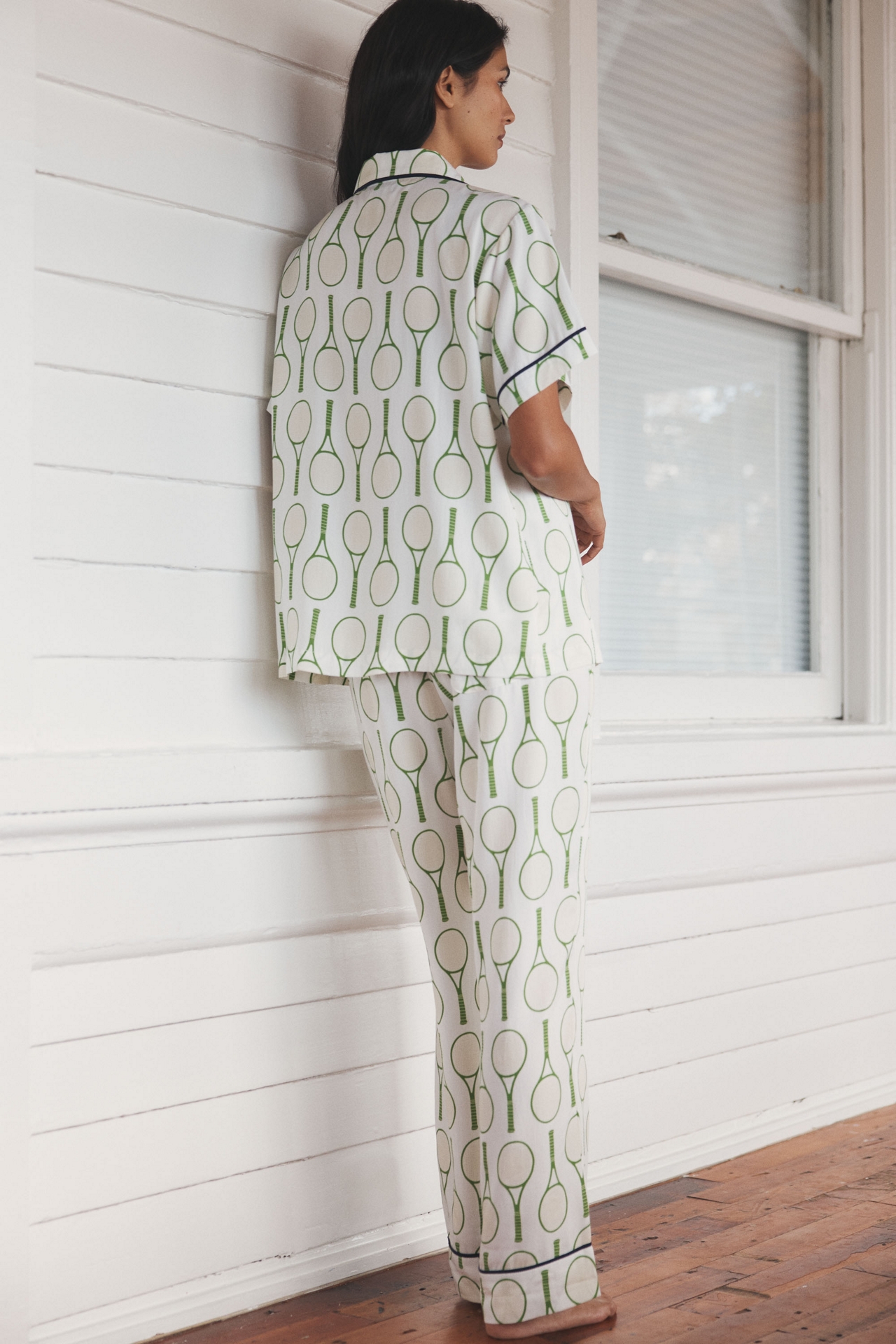 Katie Kime Tennis Time Short-Sleeve Top & Pants Pajama Set