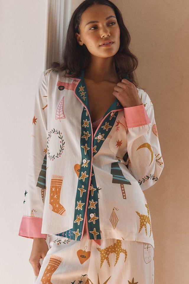 Katie Kime Mod Holiday Long-Sleeve Top & Pants Pajama Set #3