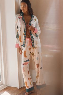 Katie Kime Mod Holiday Long-Sleeve Top & Pants Pajama Set