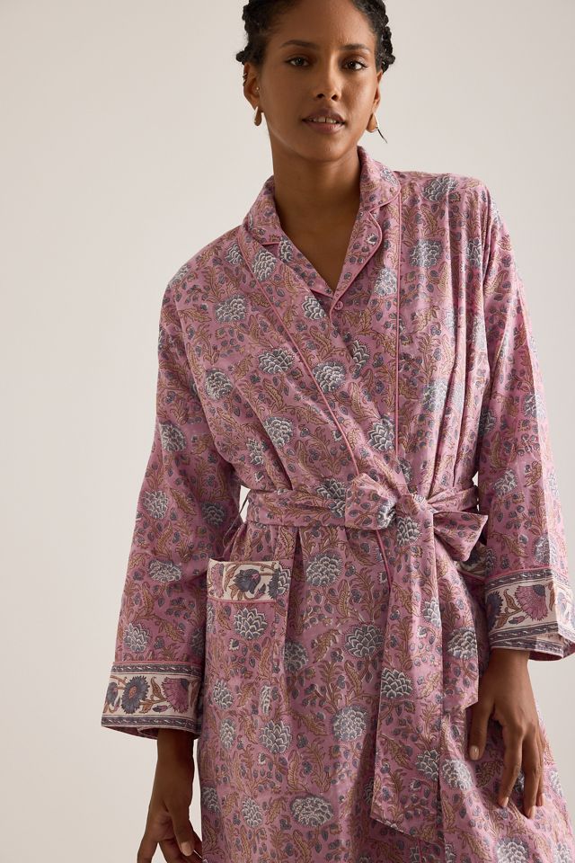 Dilli Grey Block-Print Robe #4