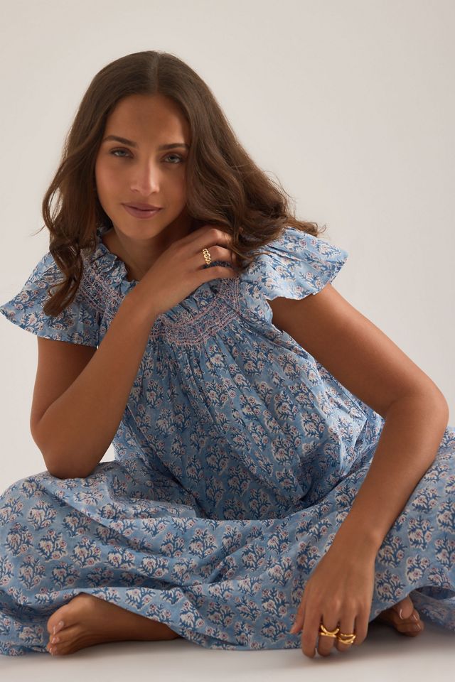 Dilli Grey Short-Sleeve Smocked Nightie  #3