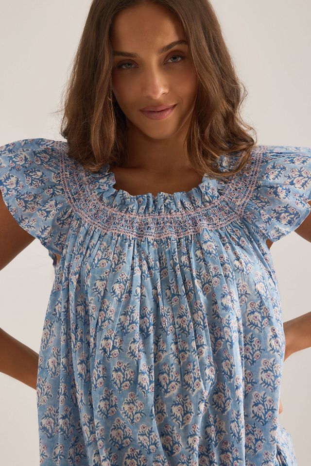 Dilli Grey Short-Sleeve Smocked Nightie  #4