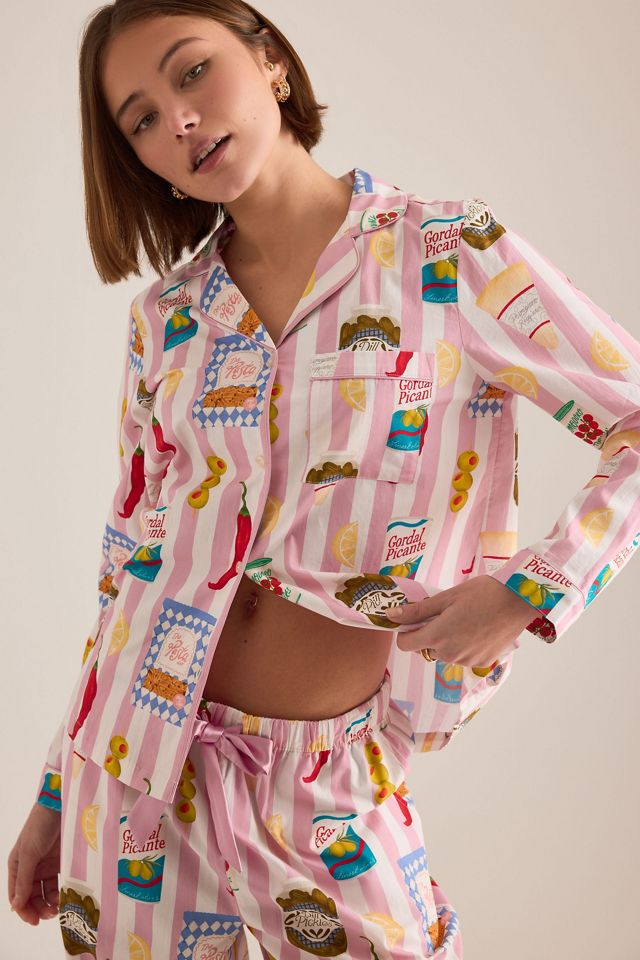 Chelsea Peers  Cotton Deli Stripe Print Long Pyjama Set #2