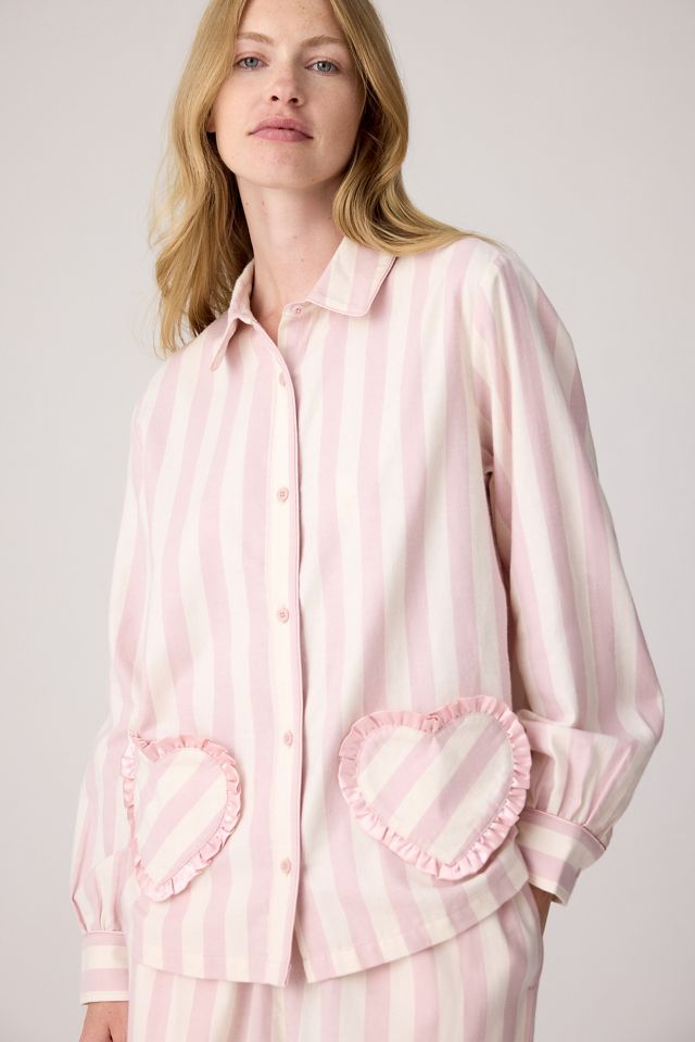 Conjunto de Pijama Largo con Rayas de Corazones y Volantes Chelsea Peers #2