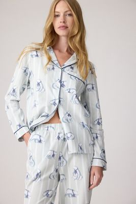 Chelsea Peers Eisbär-Streifen-Druck Langer Pyjama-Set
