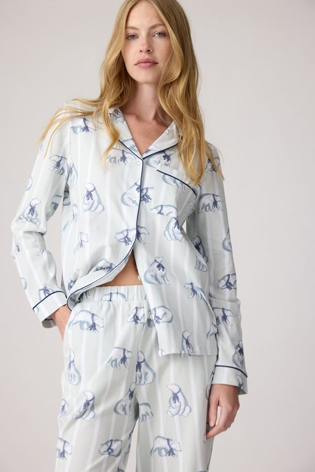 Chelsea Peers Polar Bear Stripe Print Long Pyjama Set | Anthropologie UK