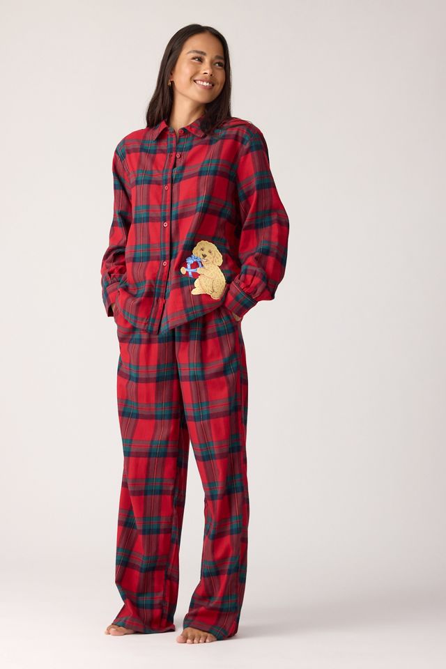 Chelsea Peers Ensemble de pyjama long écossais avec broderie Cockapoo #1