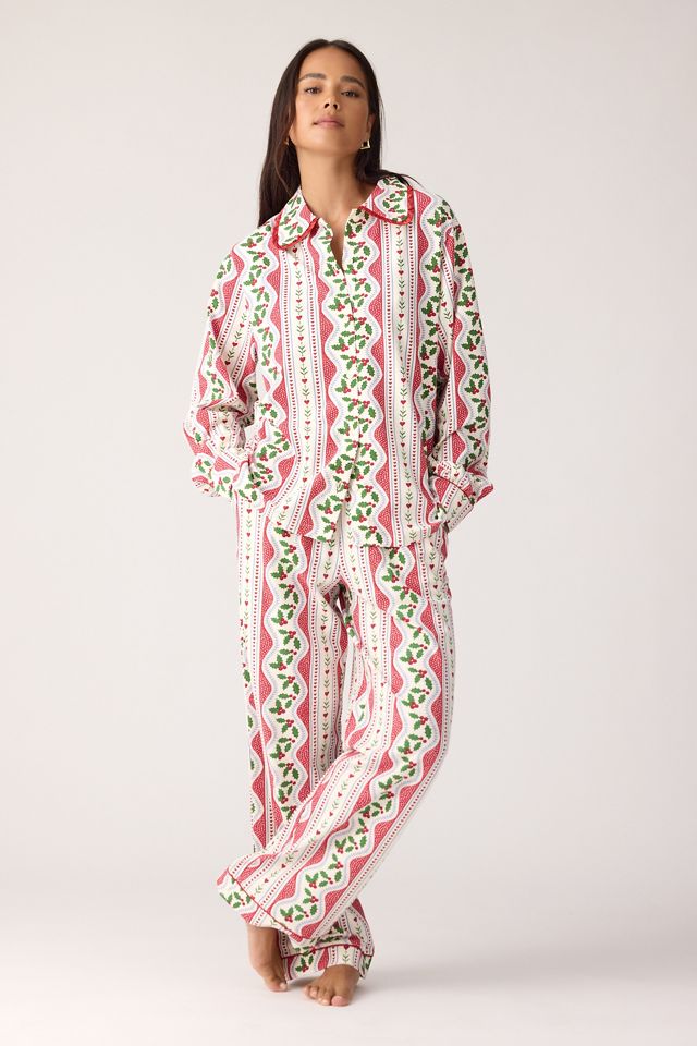 Chelsea Peers Ensemble de pyjama long à imprimé rayé guirlande de houx #1