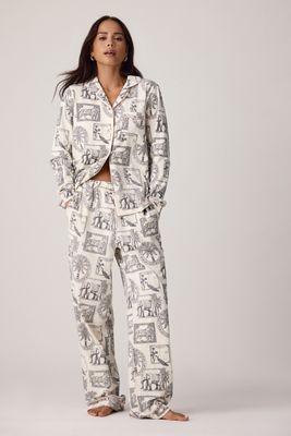 Chelsea Peers Set Pigiama Lungo in Cotone Organico con Stampa Safari