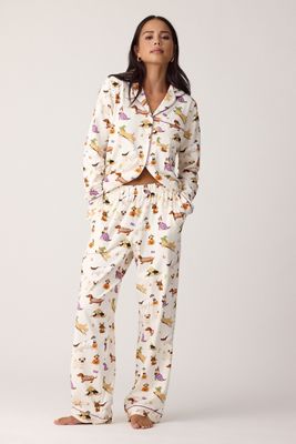 Chelsea Peers Set Pigiama Lungo in Cotone Organico Halloween Cani