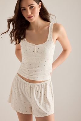 TALA Canotta Pigiama Henley Scollo a Cuore