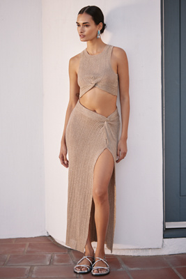 L*space Heart Of Gold Sleeveless High-neck Crop Top In Gold