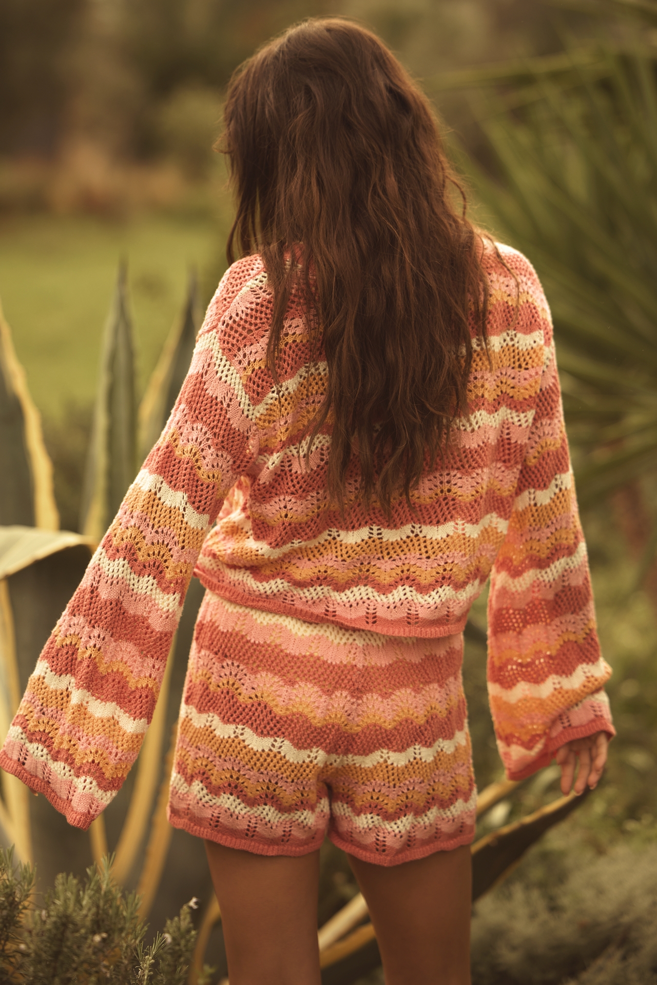 LSPACE Sun Ray Crochet Crop Sweater