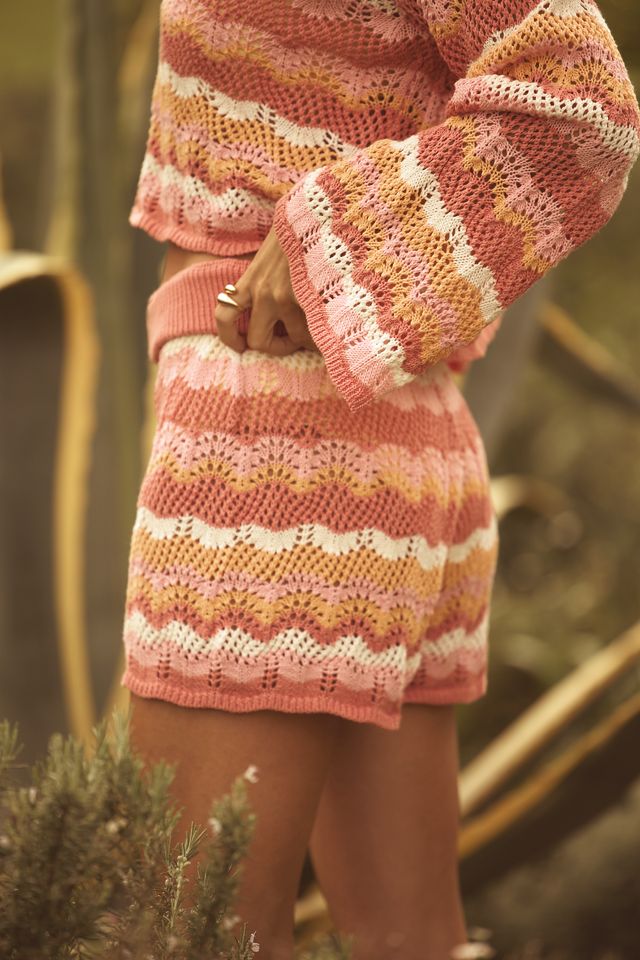 LSPACE Sun Ray High-Rise Crochet Sweater Shorts #1