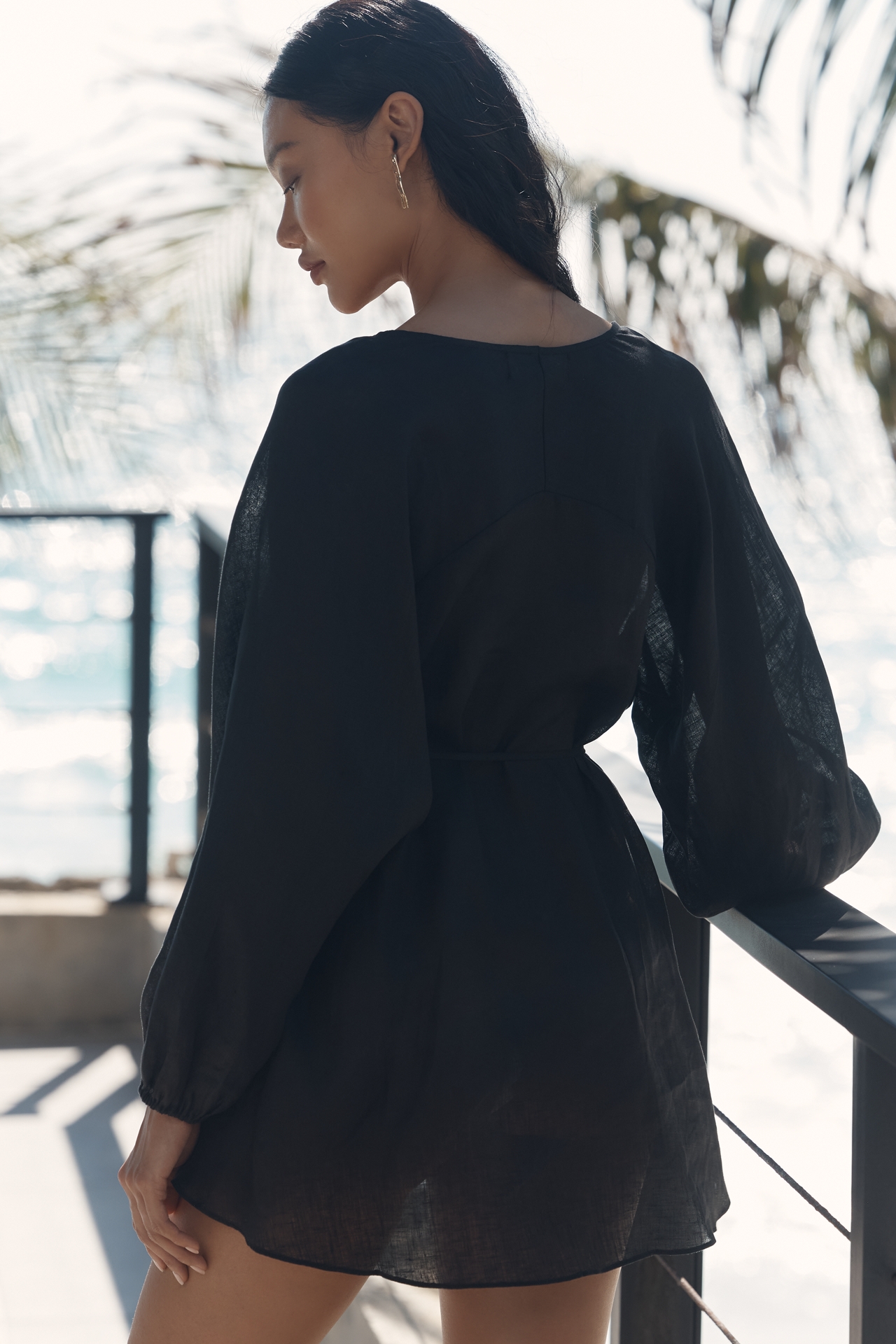 LSPACE Boat Trip Linen Tunic Mini Dress