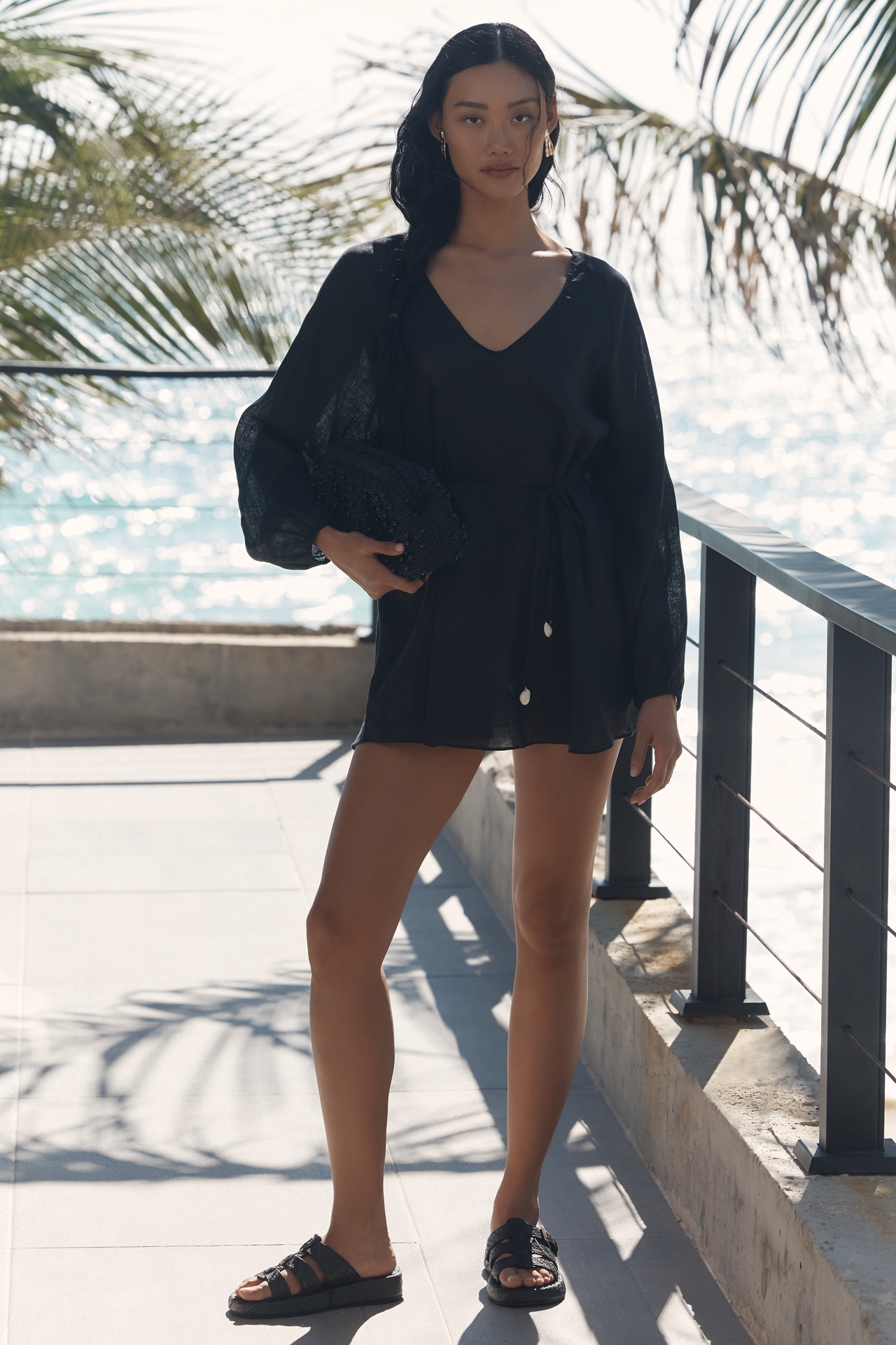 LSPACE Boat Trip Linen Tunic Mini Dress