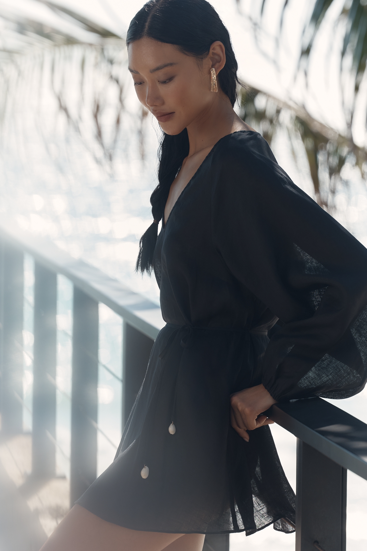 LSPACE Boat Trip Linen Tunic Mini Dress