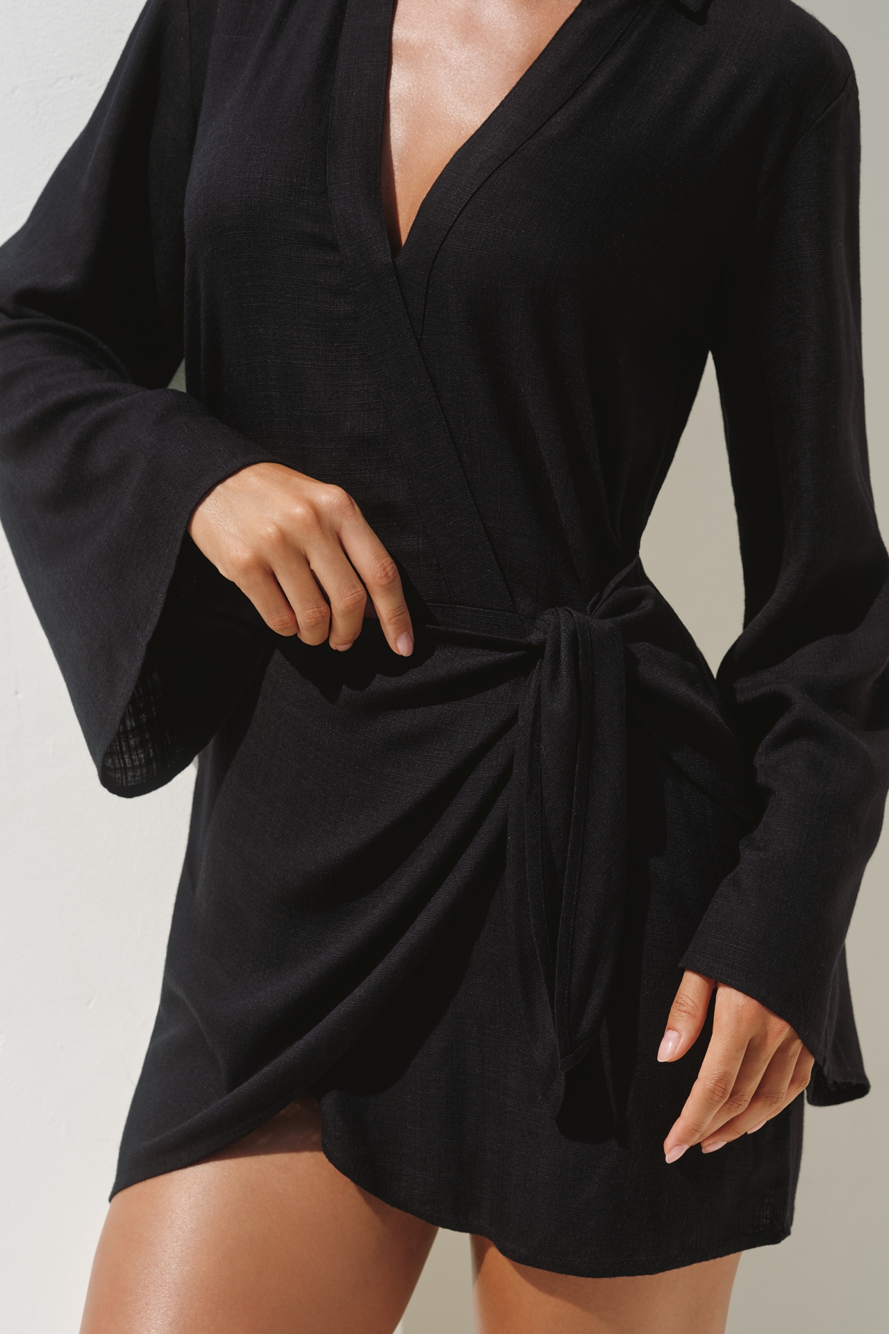 LSPACE Las Palmas Long-Sleeve Wrap Mini Dress